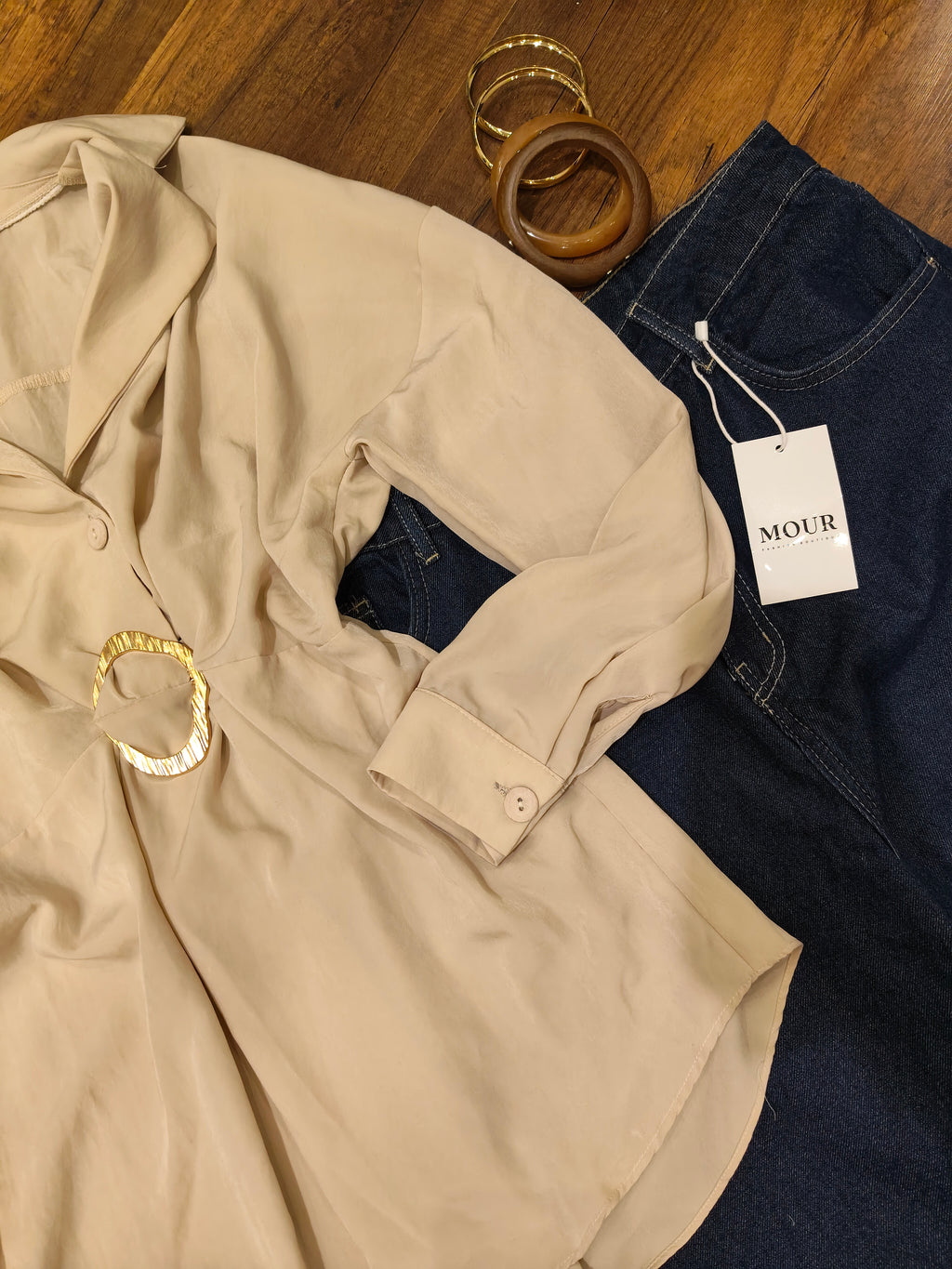 gold broche blouse