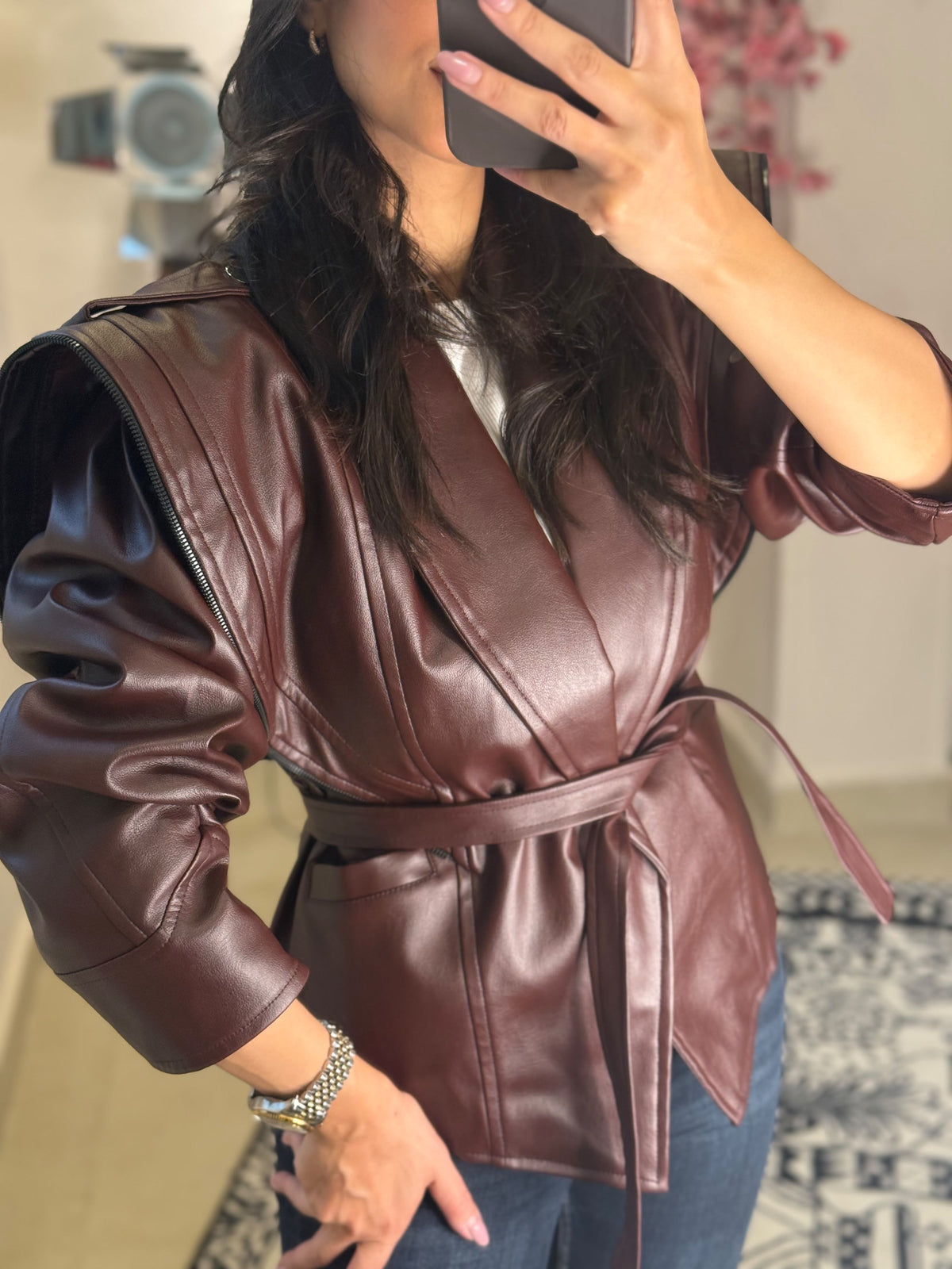 Statement leather jacket