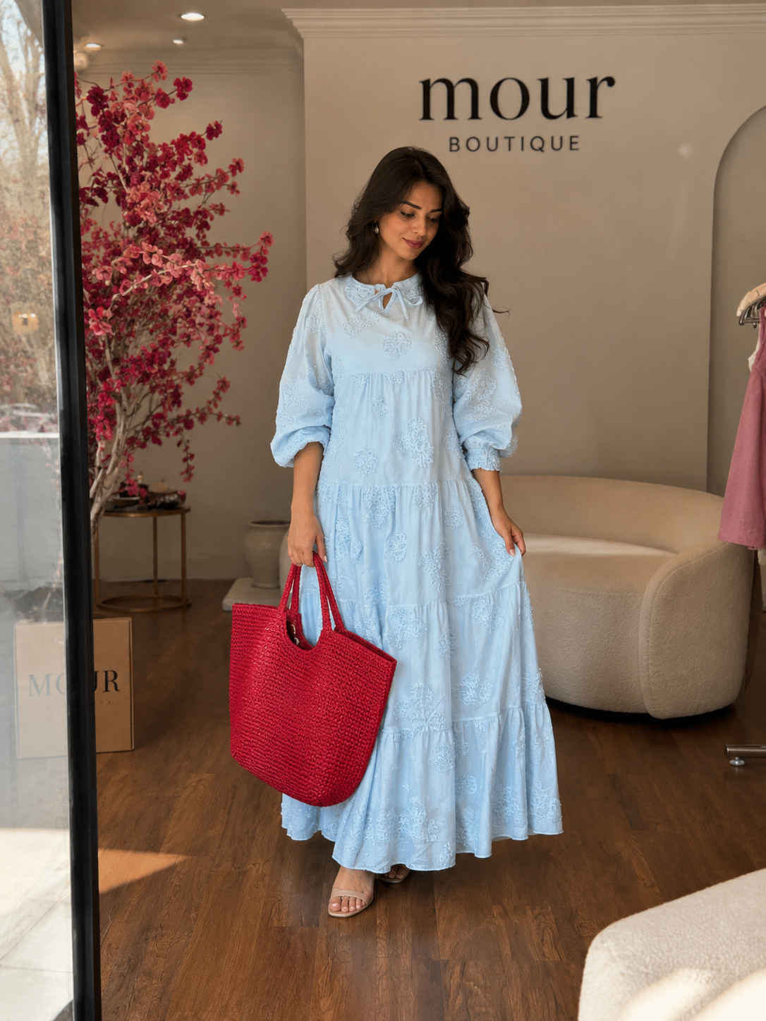 floral modest tiered dress