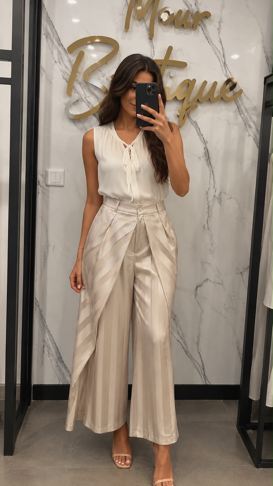 Silky stripped pants