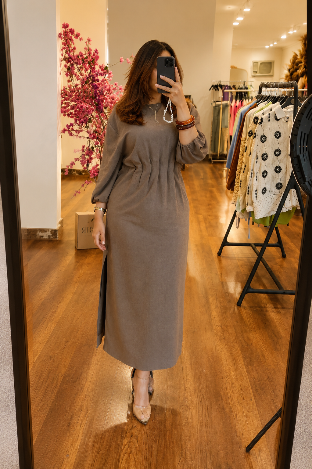 suede waisted dress