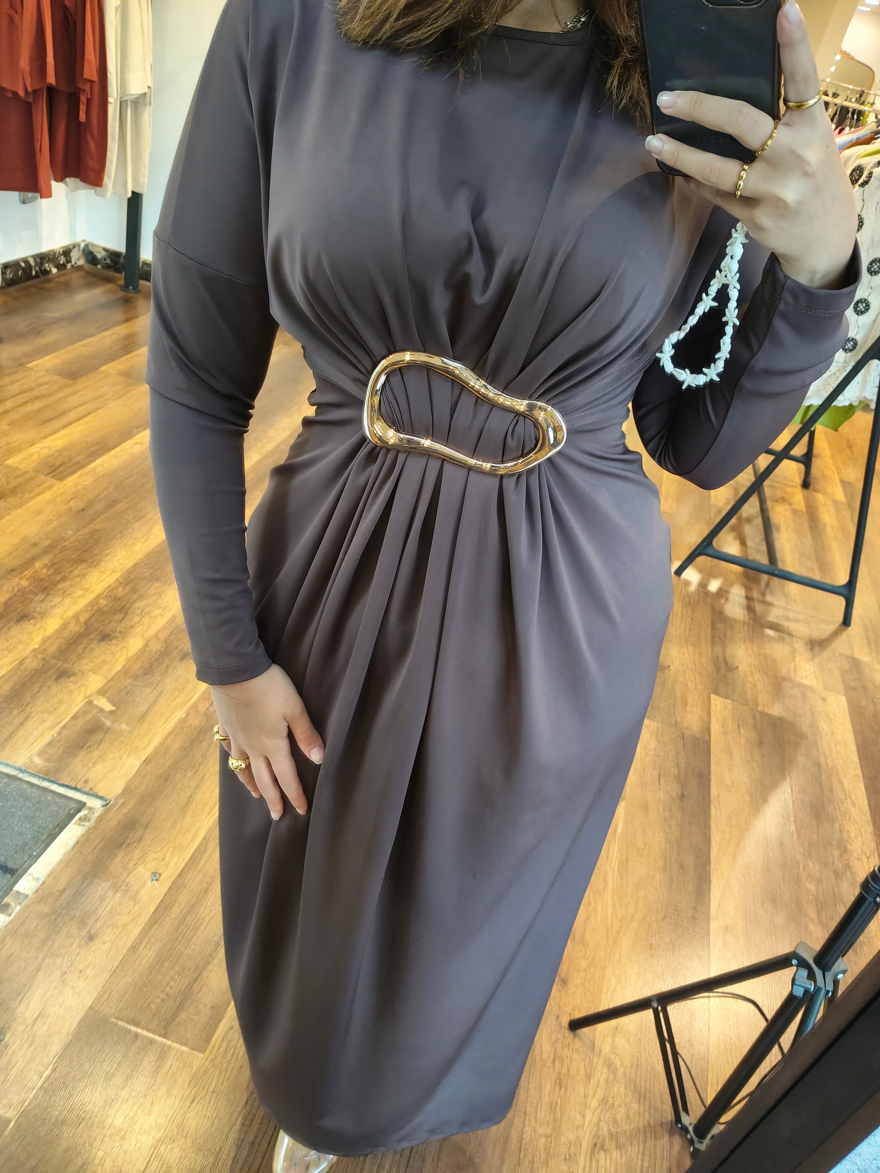 waisted broche dress